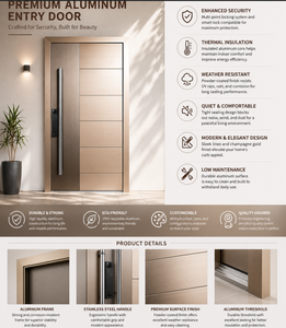 Porte d'<span class=keywords><strong>Ingresso</strong></span> Moderne con <span class=keywords><strong>Apertura</strong></span> a Battente, Porte di Sicurezza Esterne Pivotanti in Lega di Alluminio per Case - Product Image 3