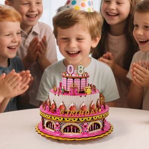 Gâteau d'anniversaire en bois boîte à musique boîte à bijoux musicale faite à la main gâteau bricolage Puzzles jouets pour enfants cadeau d'anniversaire - Product Image 2