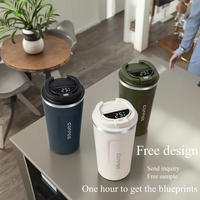 Vente en gros de tasses à café intelligentes en acier inoxydable à double paroi avec affichage de la température, 510 ml, couvercle, logo personnalisé, cadeaux d'affaires, 6 à 12 heures
