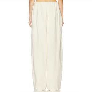 Pantalon décontracté drapé uni pour femme, coupe droite ample, respirant, taille haute, 100 % coton, été, mode ODM, polyvalent - Product Image 2