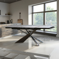 Table à manger pliable 4 places en verre trempé avec pieds en métal extensibles, style moderne et luxueux, pour hôtel, appartement, salle à manger