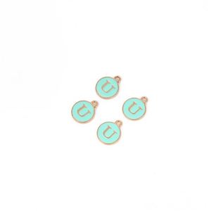 Double Sided Alphabet Enamel Letter Charms Gold Alloy Flat Round Pendant A-Z for DIY <b>Earring</b> Necklace Bracelet Making - Product Image 3