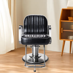 Chaise de barbier à vendre chaise de barbier de Salon hydraulique lourd doré vente chaude chaises de barbier antiques emballage en bois en cuir doré - Product Image 4