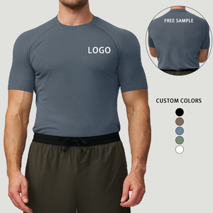 Ropa Deportiva para Hombre, Camiseta Deportiva Elástica de Manga Corta, Estilo Urbano, Cómoda, Cuello Redondo Personalizado, Sin Costuras, de Alta Calidad - Product Image 1