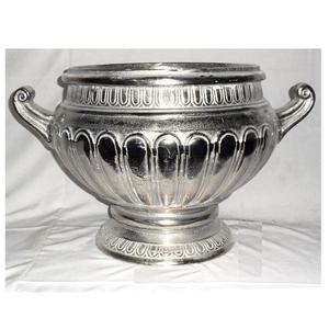 Compote nickelée en relief Design Top vente en aluminium moulé en métal fabriqué à la main avec poignée bol à boisson rond seau à glace - Product Image 1