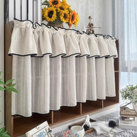 Rideaux semi-occultants style japonais aspect lin pour la décoration des armoires de cuisine, avec bordure noire