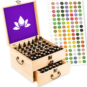 Essential Oil Natural Finish Wooden Storage Case with Handle for Keeping Your Oils Safe