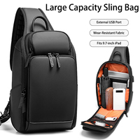 Sac bandoulière Oxford pour homme, imperméable, décontracté, sac de poitrine avec port de charge USB, compatible iPad 9,7 pouces, pour voyage, affaires, personnalisable