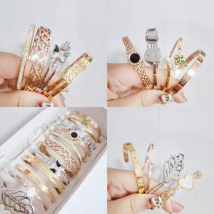 Bracelete Algema Feminino de Titânio de Alta Qualidade Cor Ouro Rosé e Aço Preservação da Cor com Diamantes Estilo Misto Atacado - Product Image 2