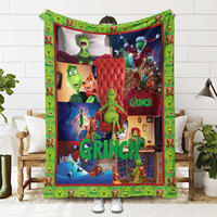 Frohe Weihnachten Grinch Flanell Decke Weihnachten Throw Blanket Geschenke Lustige Urlaub Holly Jolly Hohoho Soft Blanket für Bettwäsche Sofa