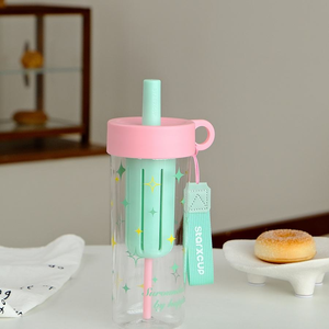 Bouteille de boisson de camping réutilisable et écologique 2026 personnalisée – Contenant en plastique portable <span class=keywords><strong>avec</strong></span> <span class=keywords><strong>paille</strong></span> filtrante et couvercle pour thé/café/lait - Product Image 4