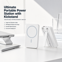 Batterie externe magnétique sans fil 2-en-1 haute capacité 10000 mAh, charge ultra-rapide 22,5 W, avec câbles intégrés Type-C 15 W, 18 W, 20 W et support USB