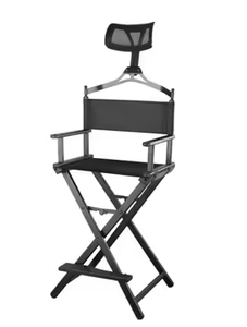 Chaise de maquillage pliante en aluminium avec coussin, chaise de directeur à dossier haut, portable, multifonctionnelle, pour salon de coiffure, pour l'extérieur - Product Image 2