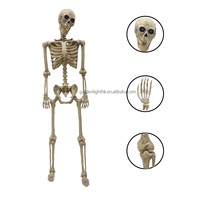 165cm batterie grandeur nature en plastique Halloween squelette yeux brillants joints réglables pour porte d'entrée intérieur extérieur effrayant décor
