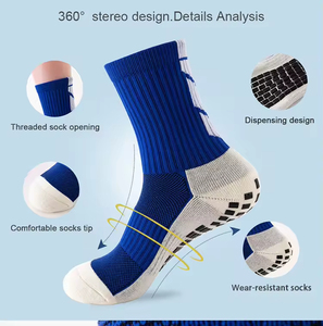 Custom Logo Mens Grip Crew Socks 100% Cotton Anti <b>Slip</b> Football Socks Terry Sole Breathable Running Basketball Sports Socks - Product Image 3