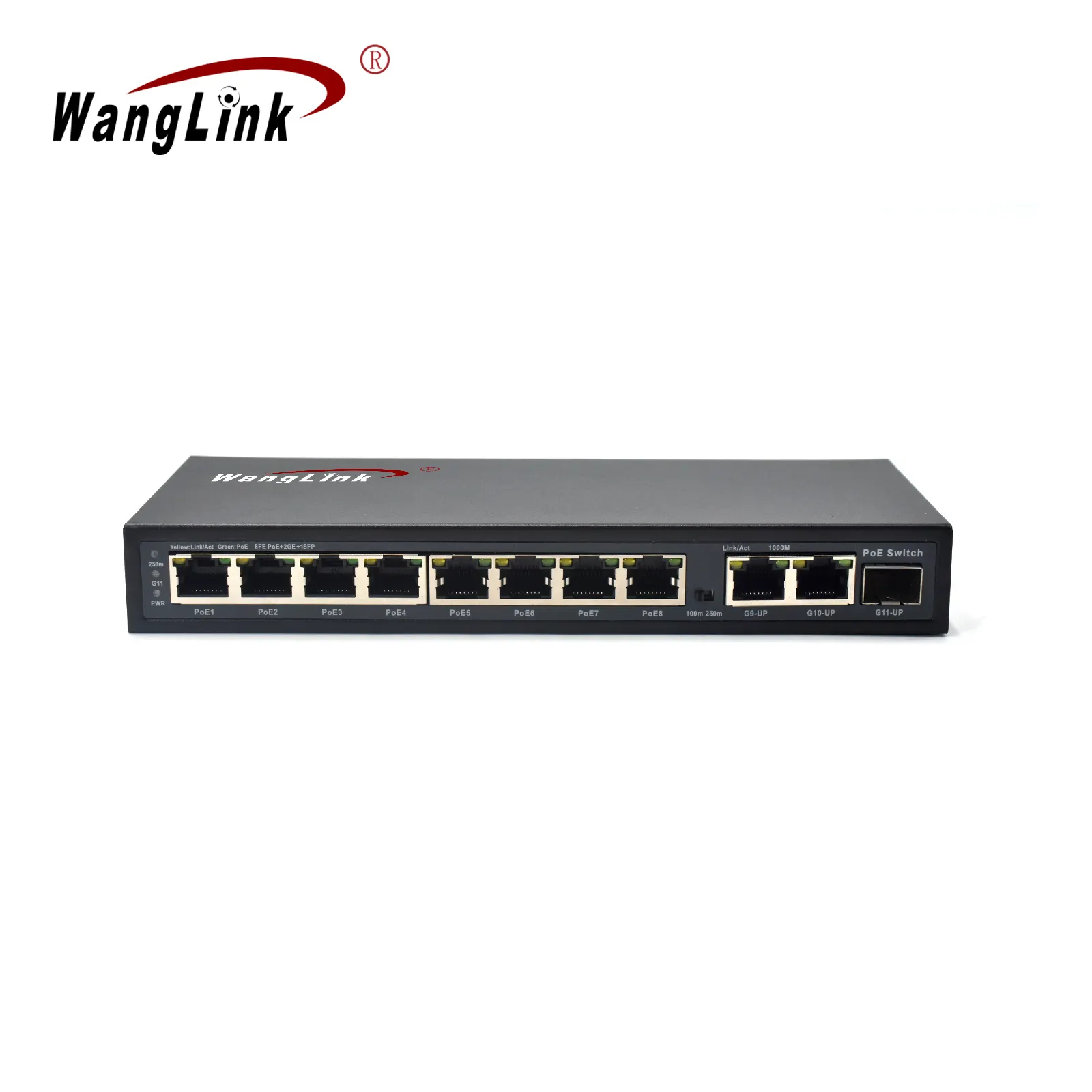 Wanglink 10/100Mbps 8 Cổng PoE Chuyển Đổi 2 Gigabit Cổng Uplink Với 1 SFP Cổng Hỗ Trợ Điện Bên Ngoài Ethernet PoE Chuyển Đổi