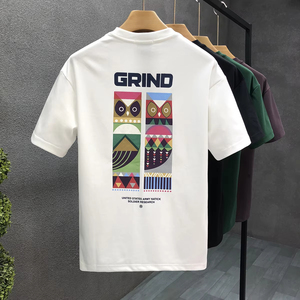 Camiseta de Verano de la marca Mensummersense, tela de terciopelo de manga corta con gofres, diseño americano moderno, combinación fácil para estampado de estilo Formal - Product Image 3