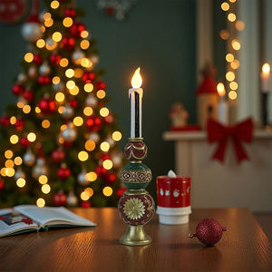 Đèn cầy trang trí Giáng sinh Redeco Elegant bằng nhựa resin, màu đỏ xanh vàng, phát sáng, làm quà tặng trang trí ngày lễ - Product Image 2