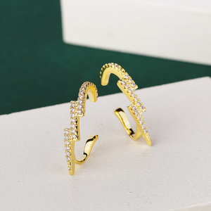 Fashion C-shaped 18K gold-plated earrings personality <strong>lightning</strong> shape zircon ear clips <strong>wholesale</strong> jewelry - Product Image 6