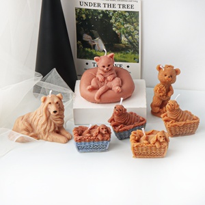 Stampo in Silicone per Candele a Forma di Orsetto con Bouquet di Fiori, Stampo in Resina per Sapone a Forma di Cane a Pelo Lungo Rilassato, per Decorazioni Artistiche Fai-da-Te - Product Image 4