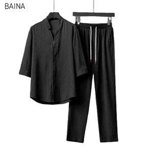 Conjunto de Dos Piezas para Hombre, Verano 2026, Estilo Holgado, Manga Media, con Pantalones Ultrafinos de Lujo Ligero - Product Image 2