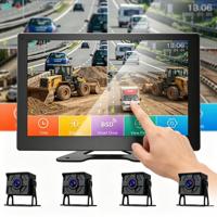Monitor DVR para Camión con Pantalla LCD TFT de 10 Pulgadas, Sistema Completo con Detección de Punto Ciego BSD, 4 Cámaras de Visión Trasera, Asistencia de Marcha Atrás para Camiones de Carga y Autobuses