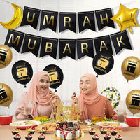 28 pièces décorations Omra noir Omra Mubarak bannières lune étoile feuille ballons ballon en Latex pour Ramadan musulman Eid fête fournitures