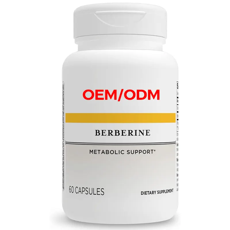 อาหารเสริม Berberine HCL ปราศจากกลูเตน 60 แคปซูลสําหรับการสนับสนุนการเผาผลาญอาหารเสริมมังสวิรัติสําหรับผู้ชายผู้หญิง