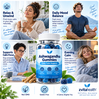 Gummies d'Ashwagandha en Vrac Marque Blanche Extrait 30:1 Antioxydant Soutien Immunitaire Aide au Sommeil Végétalien Sans OGM Sans Gluten Fabricant