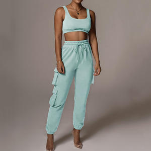 <span class=keywords><strong>Ensemble</strong></span> <span class=keywords><strong>Femme</strong></span> Jogging Pantalon de jogging et haut court <span class=keywords><strong>Femme</strong></span> Confortable Coton Casual Sports Casual Deux pièces <span class=keywords><strong>Ensemble</strong></span> d'été Conjunto Deportivo - Product Image 3