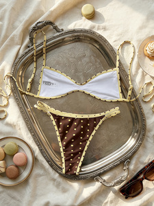 <span class=keywords><strong>Maillot</strong></span> <span class=keywords><strong>de</strong></span> bain sexy pour femme, ensemble bikini triangle perlé à bretelles croisées, imprimé zèbre, string, deux pièces, coupe coquine, vente en gros, logo personnalisé - Product Image 6