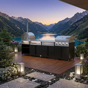 Gabinete de Cocina Modular para Exteriores Resistente a la Humedad, Acero Inoxidable SS304, Colores Fríos, Isla de Cocina con Parrilla, Fregadero y Grifo para Patio - Product Image 1