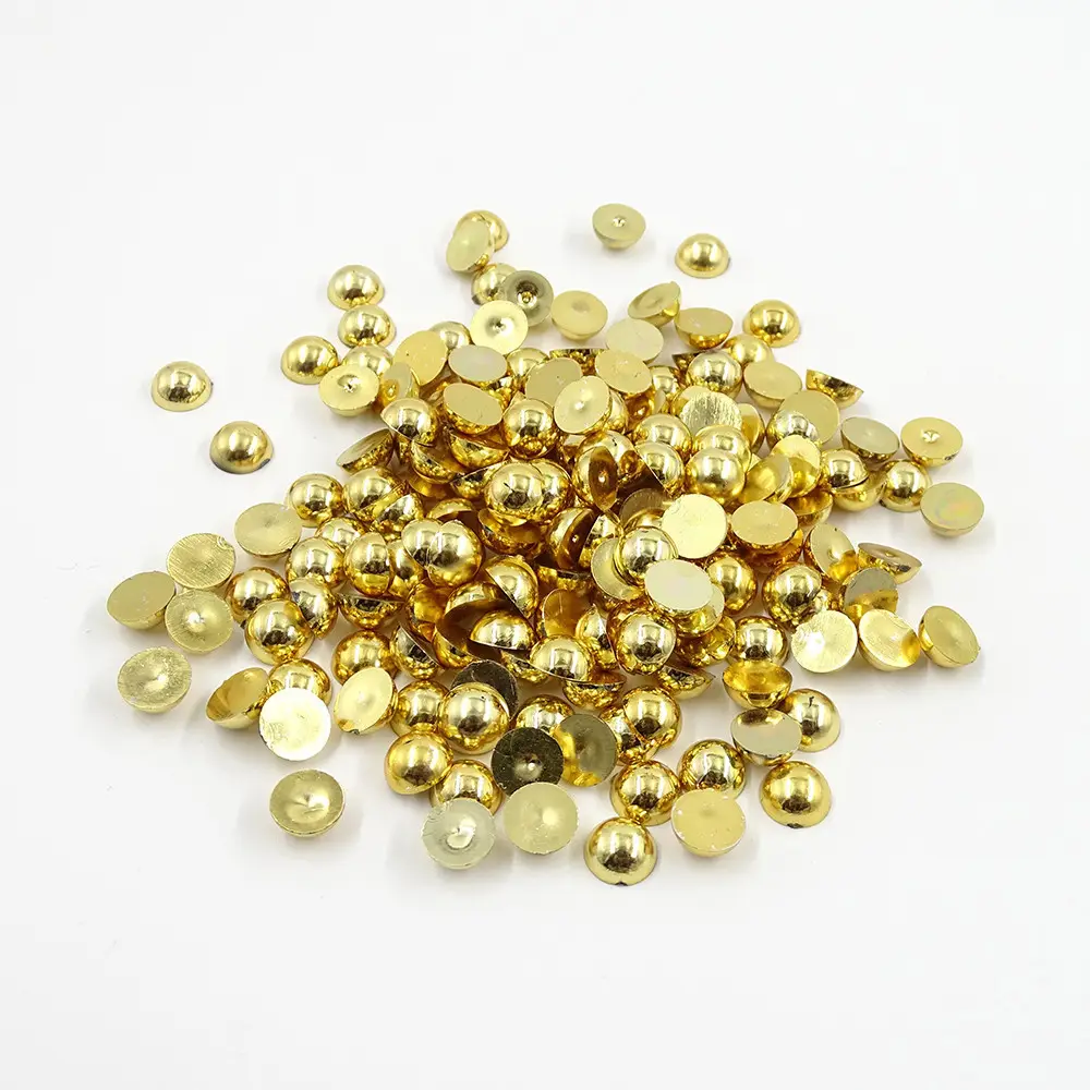 Gold Silver Half Round ABS Pearls 2mm 3mm Flat Bottom ABS Bulk Pearls DIY Nail Art