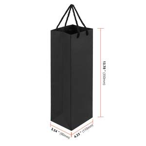 Sacchetti Portabottiglie di Lusso per Vino e Champagne in Carta Kraft Nera Riciclabile di Alta Qualità con Logo Stampato Personalizzato e Design Elegante - Product Image 2