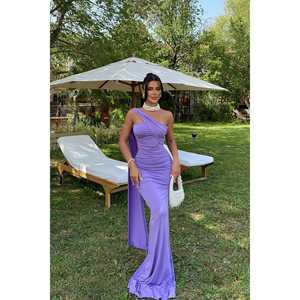ชุดเดรสคลับสีม่วงแบบไม่มีสาย - Product Image 5