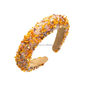 Hot Selling New Baroque Colored Crystal Headband Sponge Wide Edge Headband Temperament Luxury Hair Accessories Wholesale