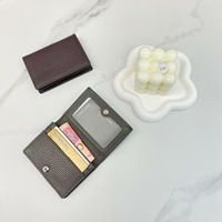 Dompet Kartu Kulit Sapi Asli Unisex Panjang Pendek dengan Poliester untuk Pria dan Wanita