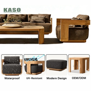 Garden Furniture Set Luxury Teak Wood Lounge Set Corner Conversation Set Patio Couch Sectional Modern Teak Outdoor <strong>Sofa</strong> Set - Product Image 5