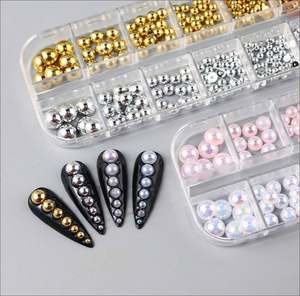 12 Grades de Pérolas Meia-Lua Douradas e Prateadas para Unhas, Miçangas Flatback Brancas e Rosas, Pérolas Caviar para Unhas, Acessórios Y2K para Nail Art - Product Image 4