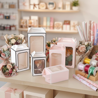 Boîte cadeau personnalisée avec fenêtre, finition mate, motif fleur de déesse, pliable en carton, pour anniversaire
