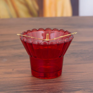Turibolo Dorato da Chiesa Ortodossa con Finiture in Pietre Preziose e Set <span class=keywords><strong>Calice</strong></span> in Vetro Rosso Decorazione per Altare Rituale Bruciatore di Incenso Vaso Sacro - Product Image 2