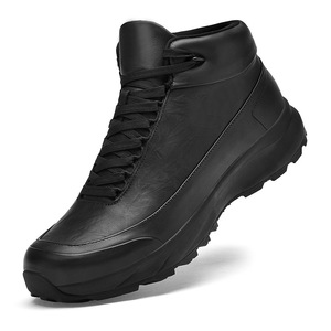 Bottes hautes chaudes pour hommes, chaussures de randonnée sportives d'extérieur, antidérapantes, respirantes, polyvalentes, doublées de cuir, fermeture à lacets sur le devant - Product Image 6
