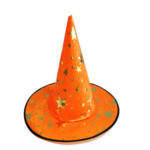 Sombrero de <span class=keywords><strong>Mago</strong></span> de estrella de cinco puntas para Halloween, sombrero de bruja de bronce para niños y adultos, hecho de tela - Product Image 2