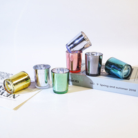 Offre Spéciale – Pots en Verre Colorés Écologiques Électroplaqués Argent à l'Intérieur, Vides, pour Bougies et Bougies Parfumées avec Couvercle Plat