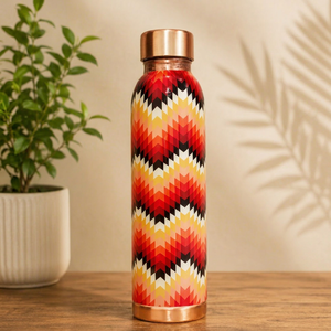 Printed <b>Copper</b> Water <b>Bottle</b> Geometric Chevron Design Pure <b>Copper</b> <b>Drinking</b> <b>Bottle</b> Ayurvedic Leakproof Reusable Metal <b>Bottle</b> - Product Image 1