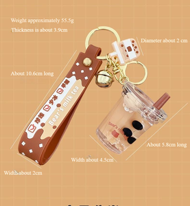 2025ใหม่พวงกุญแจอะคริลิคทรงการ์ตูนสร้างสรรค์ถุงน้ำสำหรับใส่ชานมไข่มุกของประดับแขวนถุงของขวัญเป็นคู่พลาสติกพิมพ์ลาย UV - Product Image 6