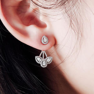 La Pousette Boucles d'oreilles poire et diamant Boucles d'oreilles avant arrière en or Boucles d'oreilles en diamant de laboratoire 18 carats - Product Image 5