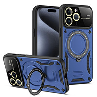 Coque de téléphone personnalisée antichoc avec grand support annulaire pour iPhone 15 Pro, coque de protection magnétique créative pour voiture