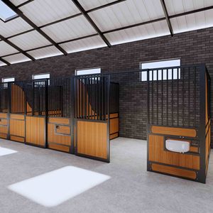 Australia 12x12 fattoria equitazione metallo stalle stalle recinzione pannello in acciaio struttura di bambù bordo cavallo stabile con porte scorrevoli - Product Image 2