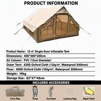 Tente de villa gonflable de luxe portable de 12 m, tente en toile Oxford imperméable pour la famille, glamping quatre saisons